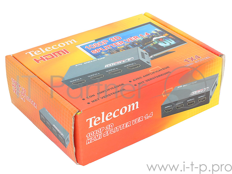Разветвитель HDMI 1=)4 Telecom (TTS5020), каскадируемый , 1.4v+3D