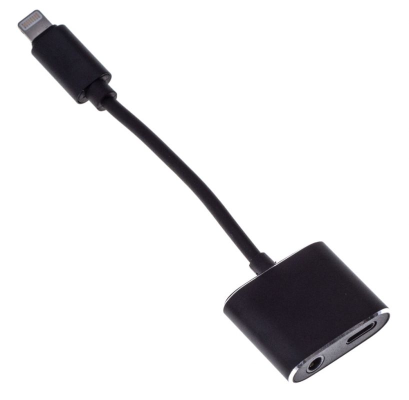 Переходник Buro Lightning (m) mini-Jack 3.5 (f) Lightning (f) 0.1м серебристый