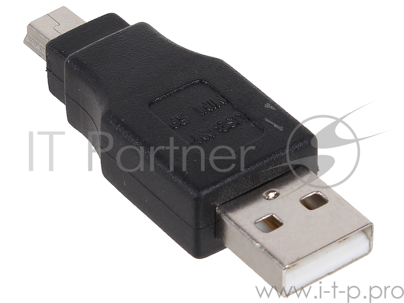 Переходник 3Cott 3C-USBAM-MINI-USB5PM-AD26, с USB A/M на Mini USB/M, черный
