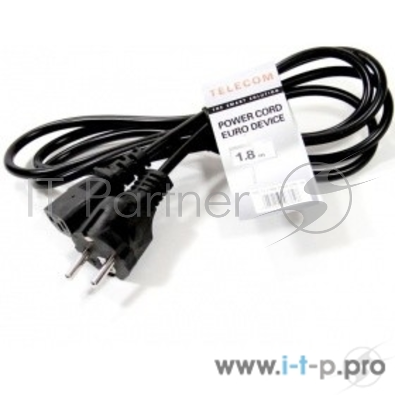 Кабель компьютер - розетка 220V (EURO) 1.8м, 3G0,75mm медь , Telecom (TE021-CU0.75-1.8M)