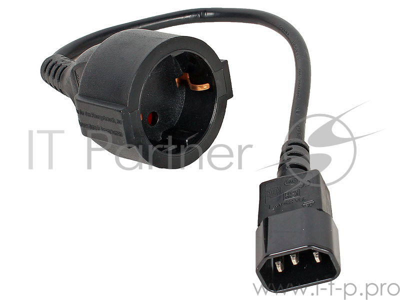 Кабель-переходник 3Cott 3C-PA-C14-EU3S, 0,30м для ИБП с C14 розеткой на евро-розетку с заземлением,