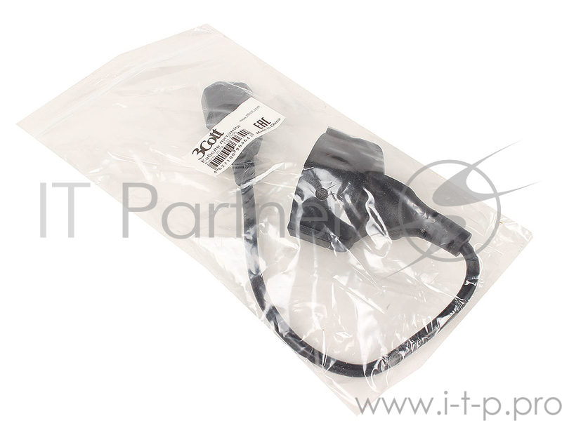 Кабель-переходник 3Cott 3C-PA-C14-EU3S, 0,30м для ИБП с C14 розеткой на евро-розетку с заземлением,