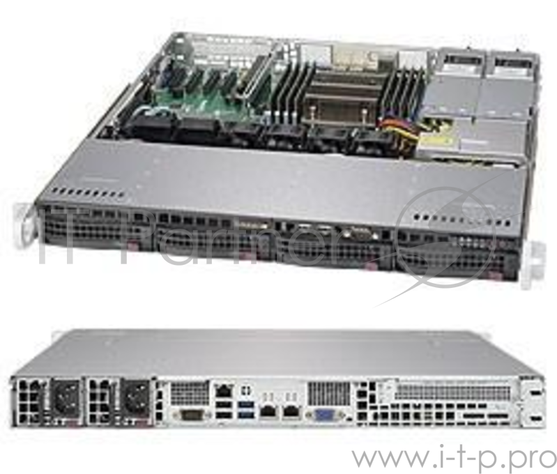 Платформа 1U 19 RM Supermicro SuperServer SYS-5018R-MR (Socket2011-v3, iC612, 8xDDR4, 4xHS 3.5 SATA III, RAID, 1xPCI-E x16, VGA, 2x1Гбит LAN, IPMI, USB3.0, 400Вт red.)