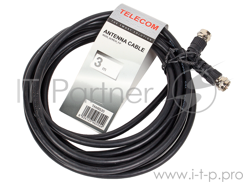 Кабель соединительный антенный RG59 F-male--F-male 3м, Telecom (TAN9520-3M)