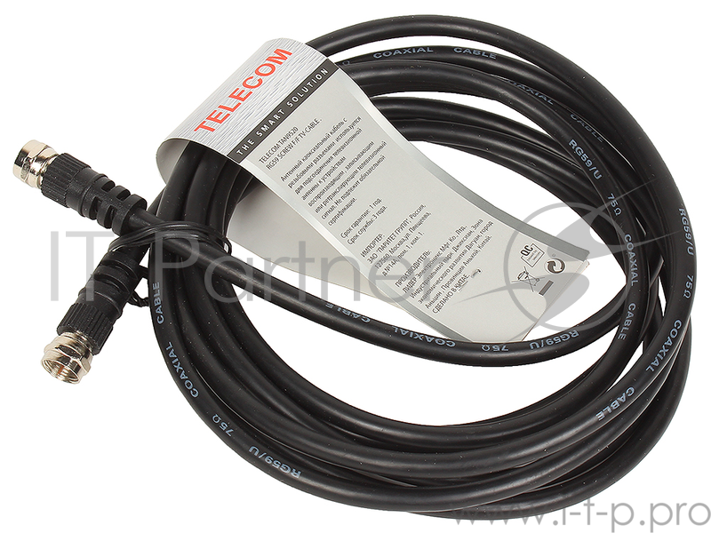 Кабель соединительный антенный RG59 F-male--F-male 3м, Telecom (TAN9520-3M)