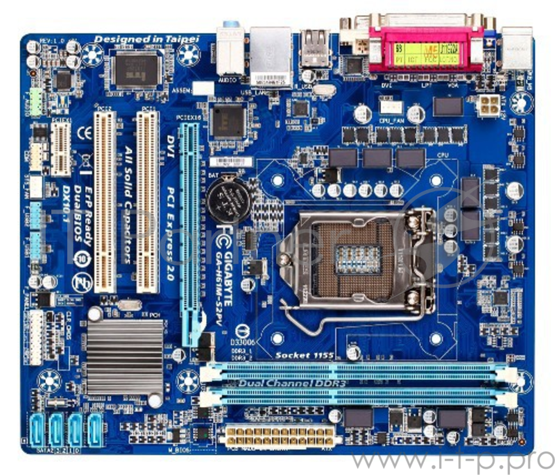 Мат. плата Socket1155 GIGABYTE GA-H61M-S2PV (iH61, 2xDDR3, SATA II, PCI-E, D-Sub, DVI, SB, 1Гбит LAN, USB2.0, mATX)
