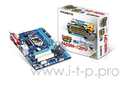 Мат. плата Socket1155 GIGABYTE GA-H61M-S2PV (iH61, 2xDDR3, SATA II, PCI-E, D-Sub, DVI, SB, 1Гбит LAN, USB2.0, mATX)