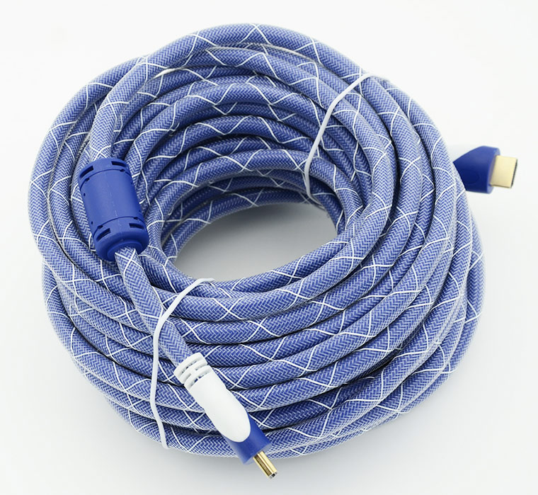 Кабель HDMI Ver.1.4 Blue/white jack HDMI(19pin)/HDMI(19pin) (15м) феррит.кольца Позолоченные контакт
