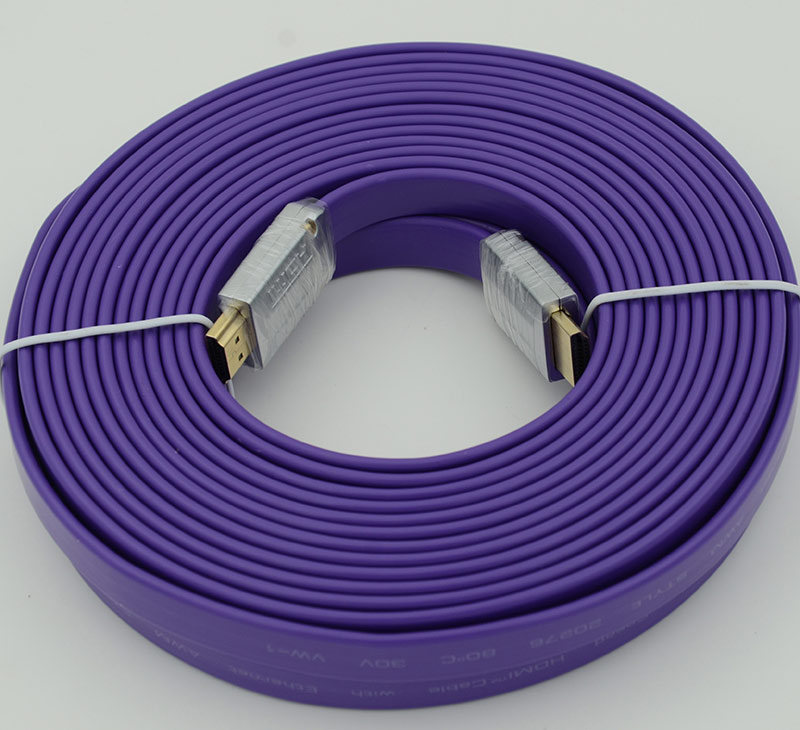 Кабель HDMI Ver.1.4 FLAT Purple jack HDMI(19pin)/HDMI(19pin) (10м) феррит.кольца Позолоченные контак