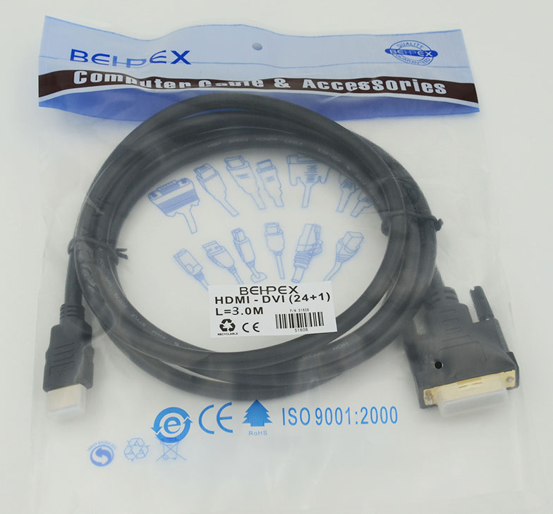 Кабель HDMI HDMI (m)/DVI-D(m) dual link 3м