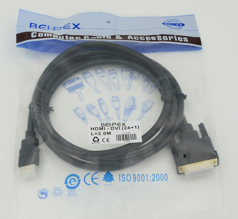 Кабель HDMI HDMI (m)/DVI-D(m) dual link 2м