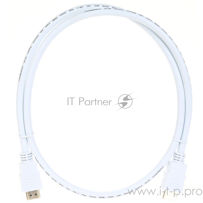 Кабель HDMI 19M/M ver 2.0, 1М, белый Aopen ACG711W-1M
