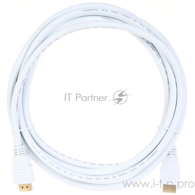 Кабель HDMI 19M/M ver 2.0, 3М, белый Aopen ACG711W-3M