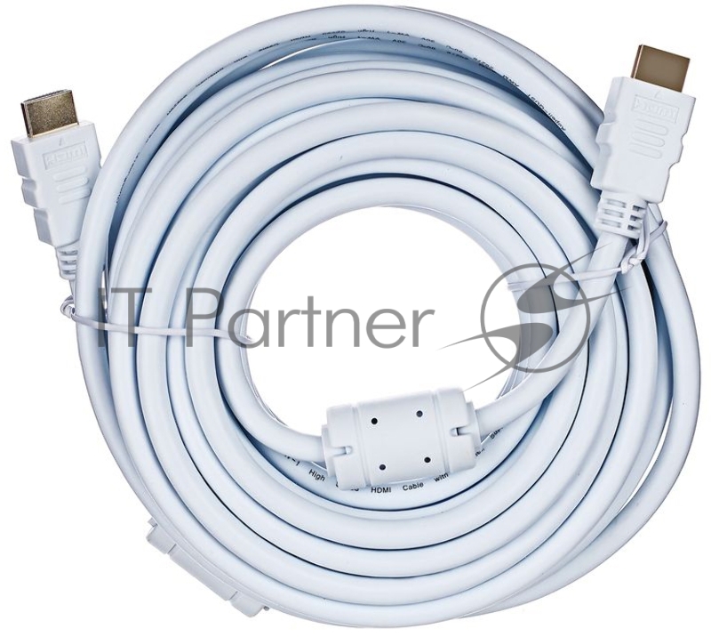 Кабель HDMI 19M/M ver 2.0, 10М, 2 фильтра, белый Aopen ACG711DW-10M