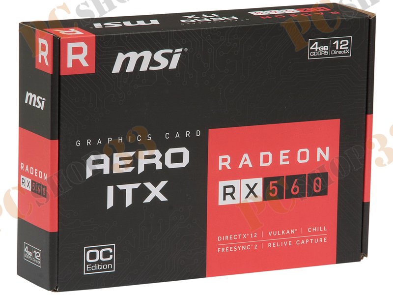 Видеокарта MSI Radeon RX 560 AERO ITX 4G OC 4ГБ (Radeon RX 560, DDR5, DVI, HDMI, DP) (PCI-E)