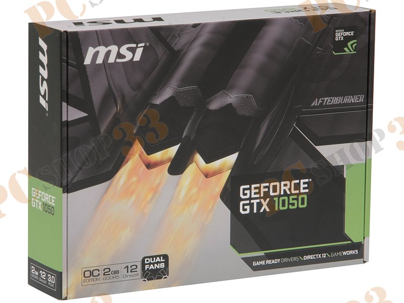 Видеокарта MSI GeForce GTX 1050 2GT OCV1 2ГБ (GeForce GTX 1050, DDR5, DVI, HDMI, DP) (PCI-E)