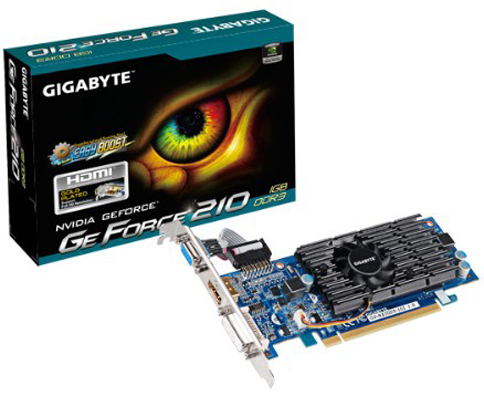 Видеокарта Gigabyte GF210 1Gb GDDR3 64bit DVI-I, HDMI, VGA (GV-N210D3-1GI V6.0) RTL