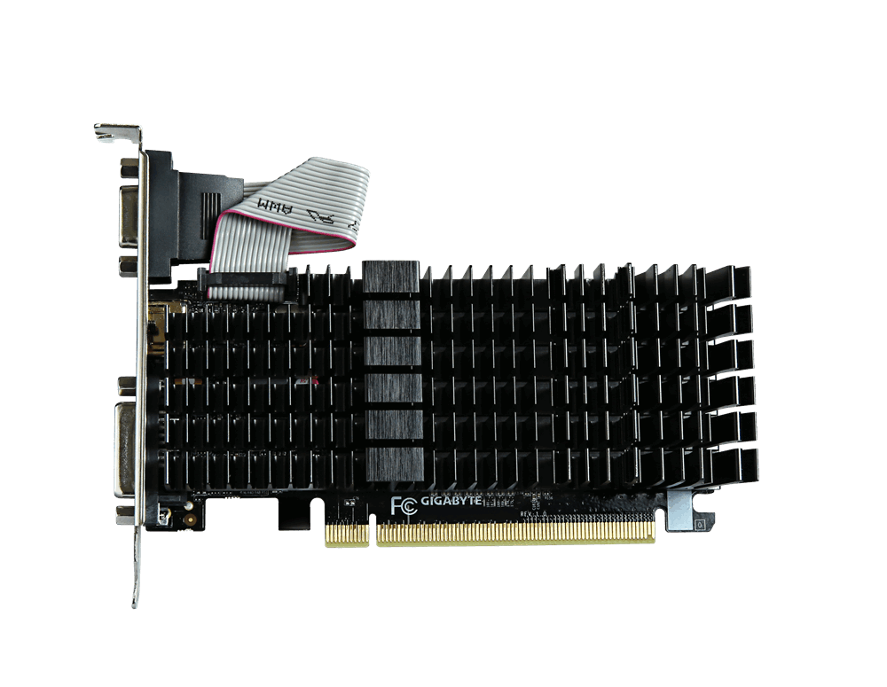 Видеокарта Gigabyte GT710 Silent LP 1Gb GDDR3 64bit DVI-D, HDMI, VGA (GV-N710SL-1GLV2.0) RTL