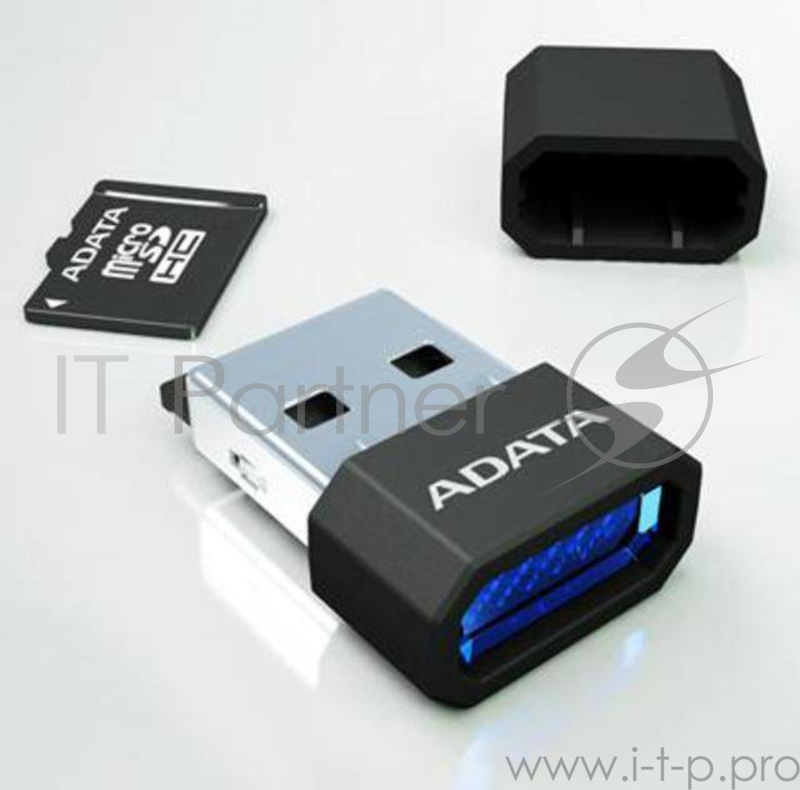 Карта памяти (Ридер карт Micro SD/Micro SDHC) Adata черный/ синий светодиод