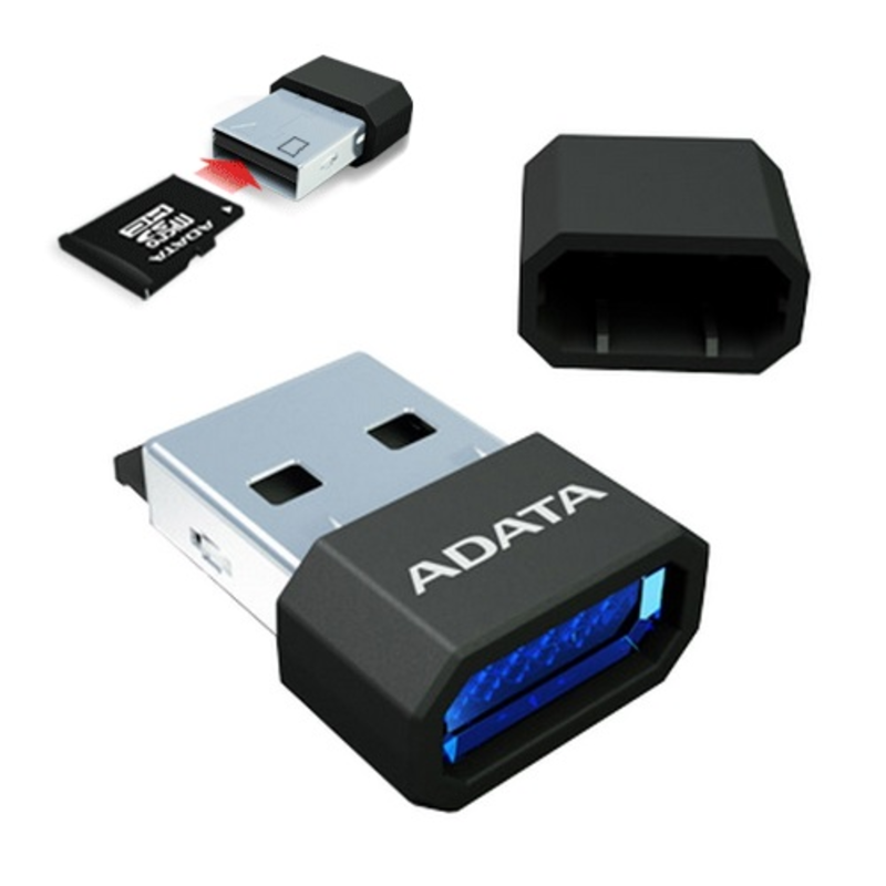 Карта памяти (Ридер карт Micro SD/Micro SDHC) Adata черный/ синий светодиод