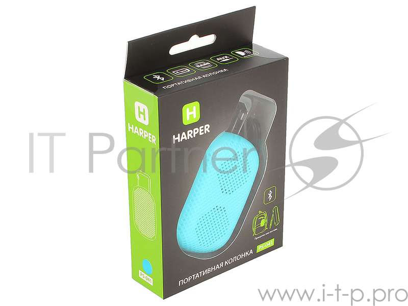 Беспроводная BT-Колонка HARPER PS-041 Blue (Bluetooth/до 7 часов/2 Вт/микрофон)