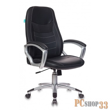 Офисное кресло или стул Бюрократ T-9910/Black (Кресло руководителя черный искусственная кожа (пластик серебристый) (1106461)