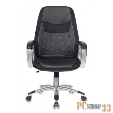 Офисное кресло или стул Бюрократ T-9910/Black (Кресло руководителя черный искусственная кожа (пластик серебристый) (1106461)