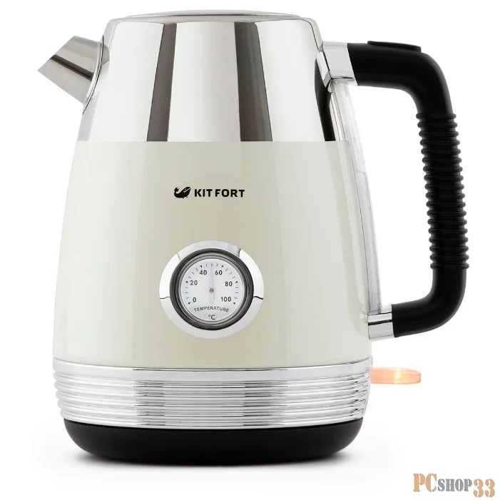 Чайник Чайник Kitfort Мощность: 1800-2150 Вт.Ёмкость: 1,7 л.Длина шнура: 0,7 м. Бежевый.