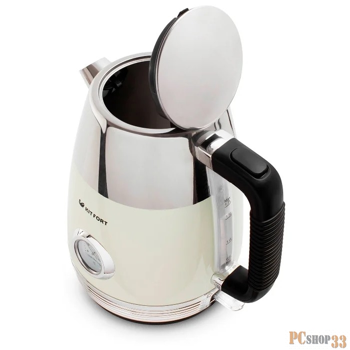 Чайник Чайник Kitfort Мощность: 1800-2150 Вт.Ёмкость: 1,7 л.Длина шнура: 0,7 м. Бежевый.