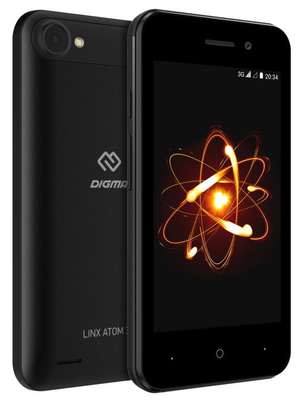 Мобильный телефон Смартфон Digma Linx Atom 3G 4Gb 512Mb черный 3G 2Sim 4