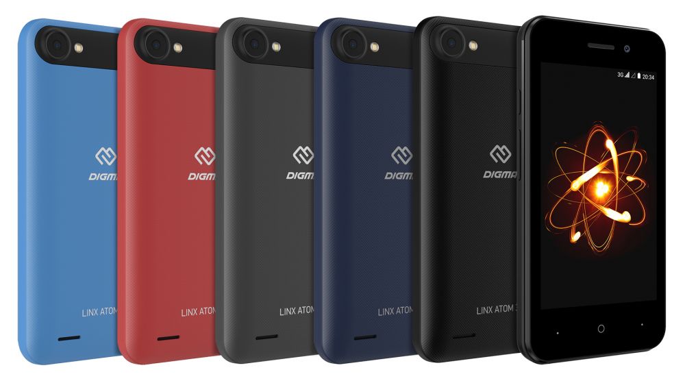 Мобильный телефон Смартфон Digma Linx Atom 3G 4Gb 512Mb темно-синий 3G 2Sim 4