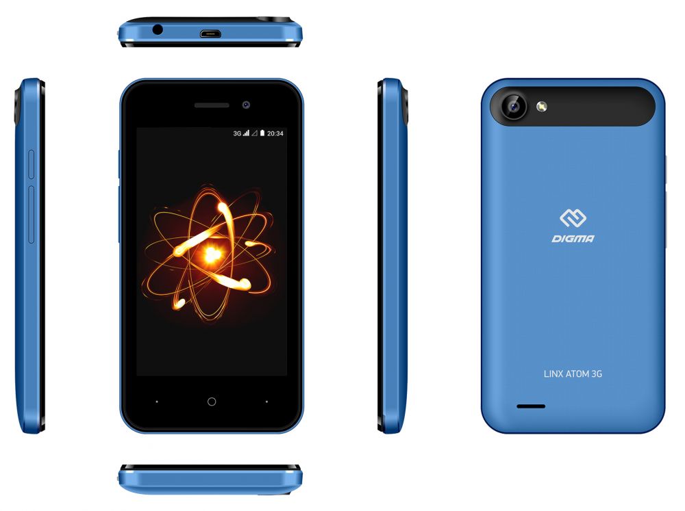 Мобильный телефон Смартфон Digma Linx Atom 3G 4Gb 512Mb синий 3G 2Sim 4