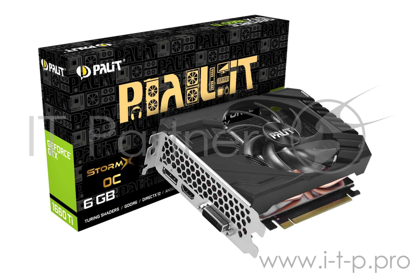 Видеокарта Palit GeForce GTX 1660 Ti StormX OC 6ГБ (GeForce GTX 1660 Ti, DDR6, DVI, HDMI, DP) (PCI-E)