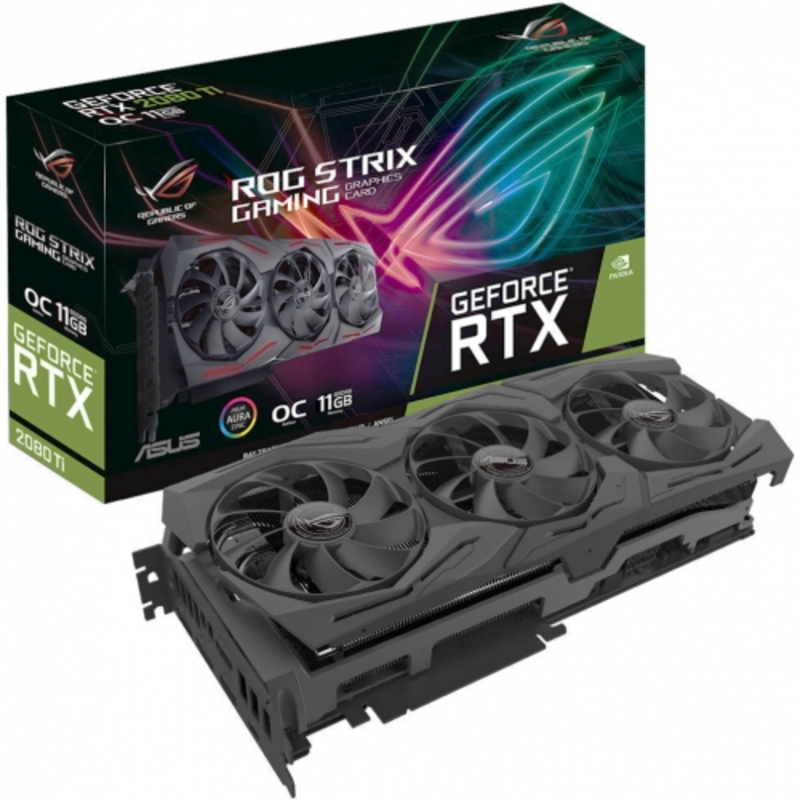 Видеокарта ASUS GeForce RTX 2080 Ti 11ГБ ROG-STRIX-RTX2080TI-A11G-GAMING (GeForce RTX 2080 Ti, DDR6, 2xHDMI, 2xDP, USB-C) (PCI-E)