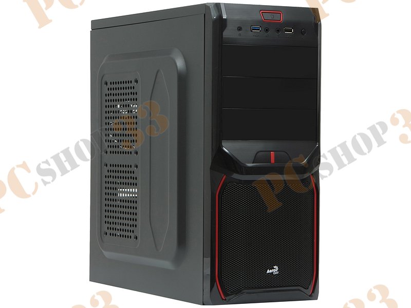 Корпус Miditower Aerocool V3X Advance Devil Red Edition, ATX, черно-красный (600Вт)