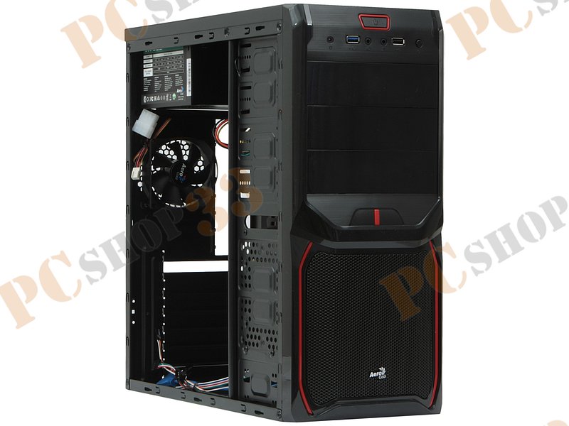 Корпус Miditower Aerocool V3X Advance Devil Red Edition, ATX, черно-красный (600Вт)