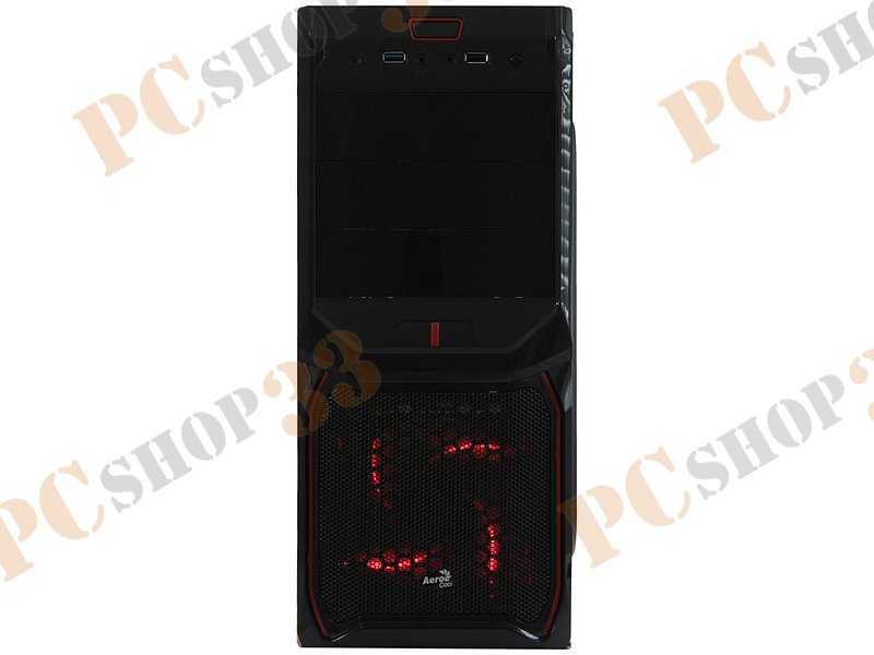 Корпус Miditower Aerocool V3X Advance Devil Red Edition, ATX, черно-красный (600Вт)