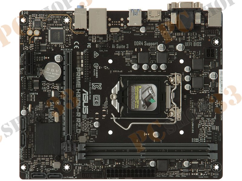 Мат. плата Socket1151 ASUS PRIME H310M-R R2.0 (iH310, 2xDDR4, SATA III, PCI-E, D-Sub, DVI, HDMI, 1Гбит LAN, USB3.1, mATX)