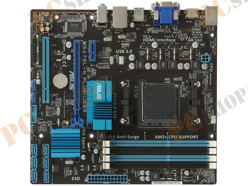 Мат. плата SocketAM3+ ASUS M5A78L-M PLUS/USB3 (AMD 760G, 4xDDR3, SATA II, RAID, PCI-E, D-Sub, DVI, HDMI, 1Гбит LAN, USB3.0, mATX)