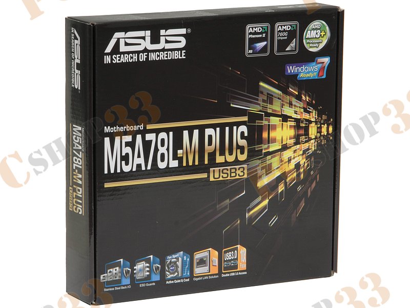 Мат. плата SocketAM3+ ASUS M5A78L-M PLUS/USB3 (AMD 760G, 4xDDR3, SATA II, RAID, PCI-E, D-Sub, DVI, HDMI, 1Гбит LAN, USB3.0, mATX)