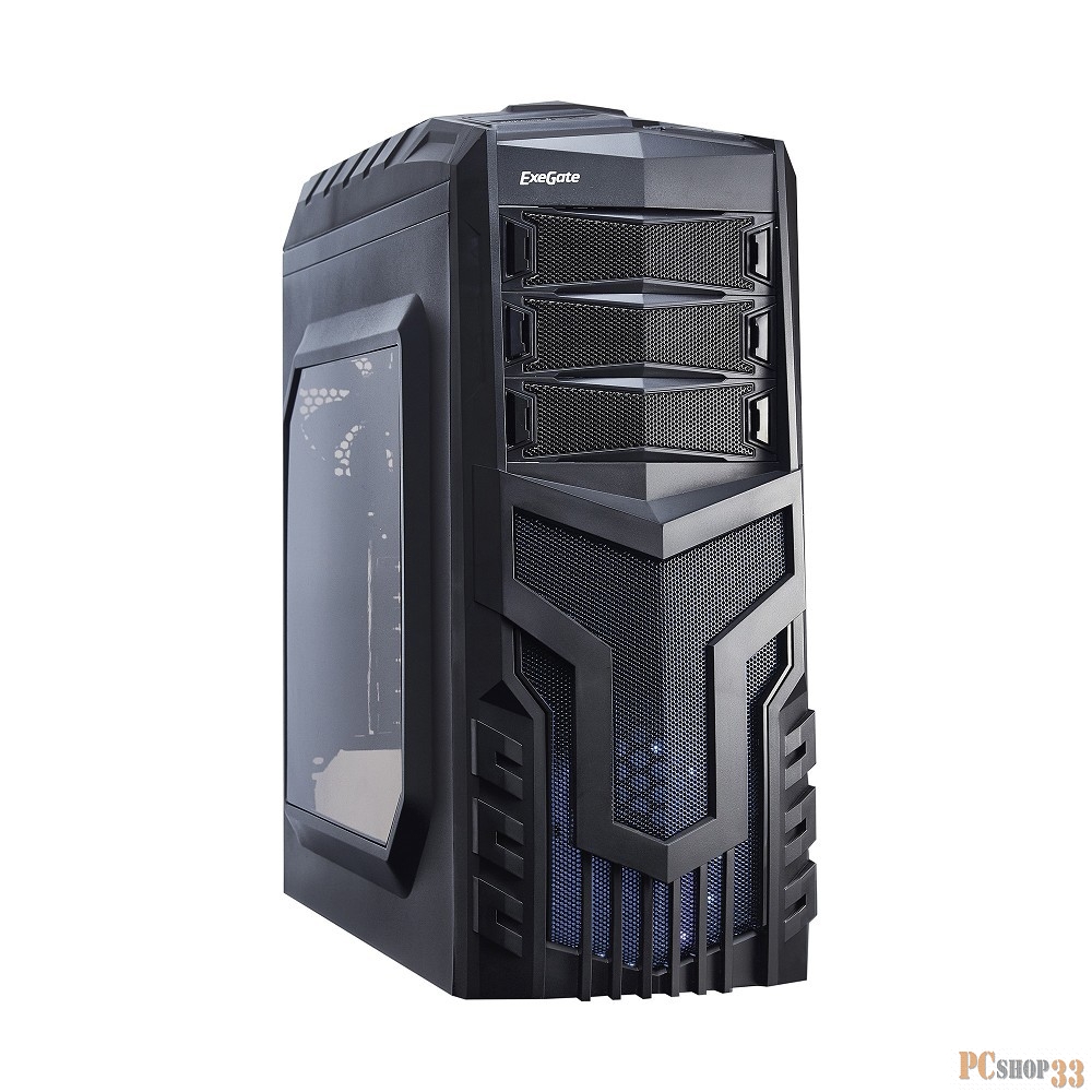 Корпуса Exegate EX277151RUS Корпус Miditower EVO-8203N Black-Blue light, ATX, без БП, с окном, 2*USB+1*USB3.0, Audio