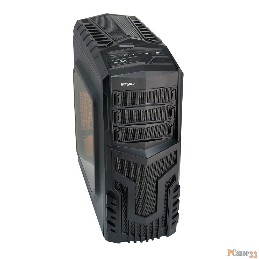 Корпуса Exegate EX277151RUS Корпус Miditower EVO-8203N Black-Blue light, ATX, без БП, с окном, 2*USB+1*USB3.0, Audio