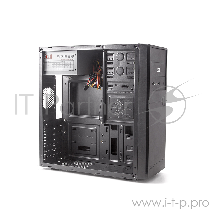 Корпус 3Cott 3C-MATX-R838, Black, mATX, блок питания 500 Вт, выходы USB 3.0x1 + USB 2.0x1, HD Audio, материал шасси класса A, SPCC толщиной 0.5mm