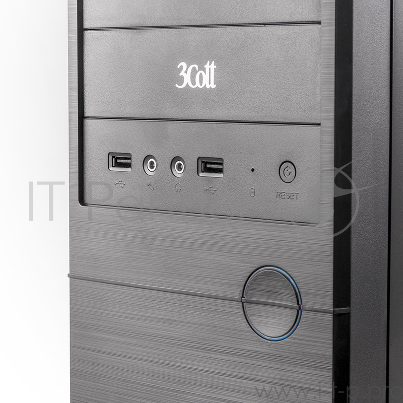 Корпус 3Cott 3C-MATX-R838, Black, mATX, блок питания 500 Вт, выходы USB 3.0x1 + USB 2.0x1, HD Audio, материал шасси класса A, SPCC толщиной 0.5mm