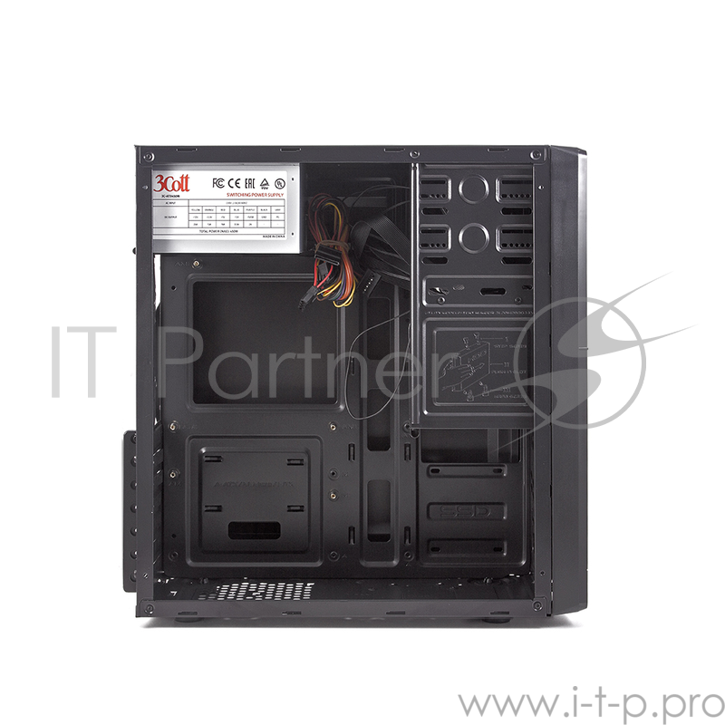 Корпус 3Cott 3C-MATX-R838, Black, mATX, блок питания 500 Вт, выходы USB 3.0x1 + USB 2.0x1, HD Audio, материал шасси класса A, SPCC толщиной 0.5mm