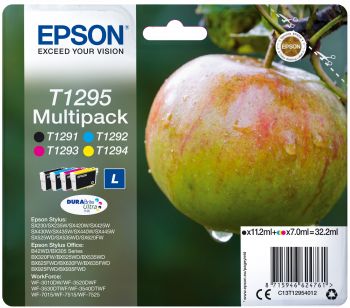 Комплект картриджей Epson Stylus SX230/235W/SX420W/SX425W (О) C13T12954010/12, BK,C,M,Y