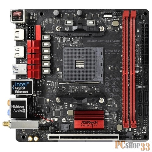 Материнская плата ASRock Fatal1ty AB350 Gaming-ITX/ac Socket AM4, AMD B350, 2xDDR-4, 7.1CH, 1000 Мбит/с, Wi-Fi, Bluetooth, USB3.0, USB 3.1 Type-C