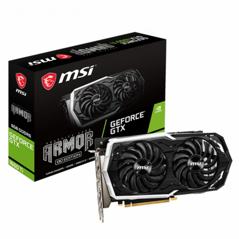Видеокарта 6Gb PCI-E MSI GeForce GTX 1660 Ti ARMOR 6G OC GTX1660Ti, Retail