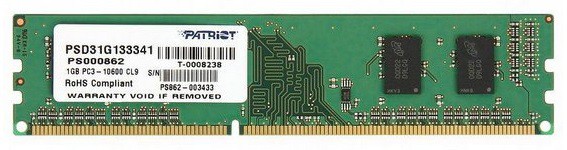 Память DDR3 Patriot 1Gb 1333MHz PSD31G133381 RTL PC3-10600 DIMM 240-pin