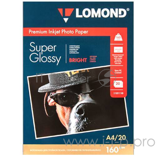 Фотобумага ПРЕМИУМ для стр. печати LOMOND А4,160 г/м2 одност.Non-PE Coated Bright Super Glossy